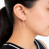 925 Sterling Silver Pavé Huggie Drop Earrings With Cubic Zirconia