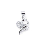 925 Sterling Silver Dual Heart Pendant with Cubic Zirconia