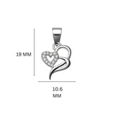 925 Sterling Silver Dual Heart Pendant with Cubic Zirconia
