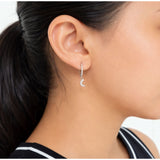 925 Sterling Silver Crescent Moon Huggiea Drop Earrings With Cubic Zirconia