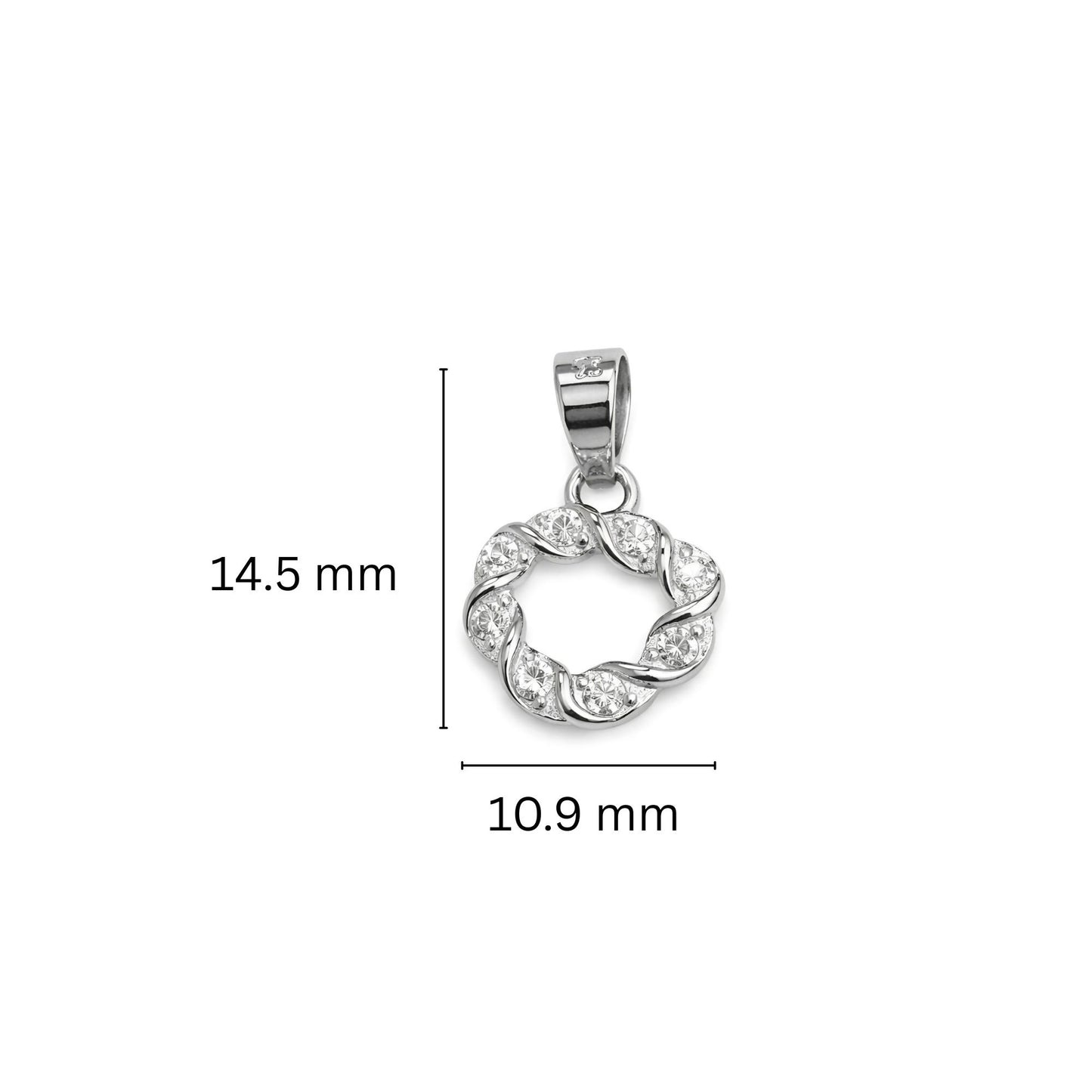 925 Sterling Silver Wreath Pendant with Cubic Zirconia