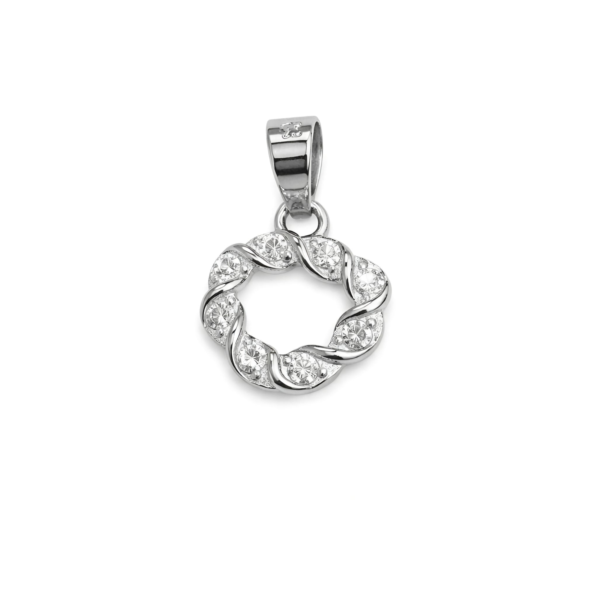 925 Sterling Silver Wreath Pendant with Cubic Zirconia