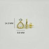 Gold Plated 925 Sterling Silver Teardrop Stud Earrings With Cubic Zirconia