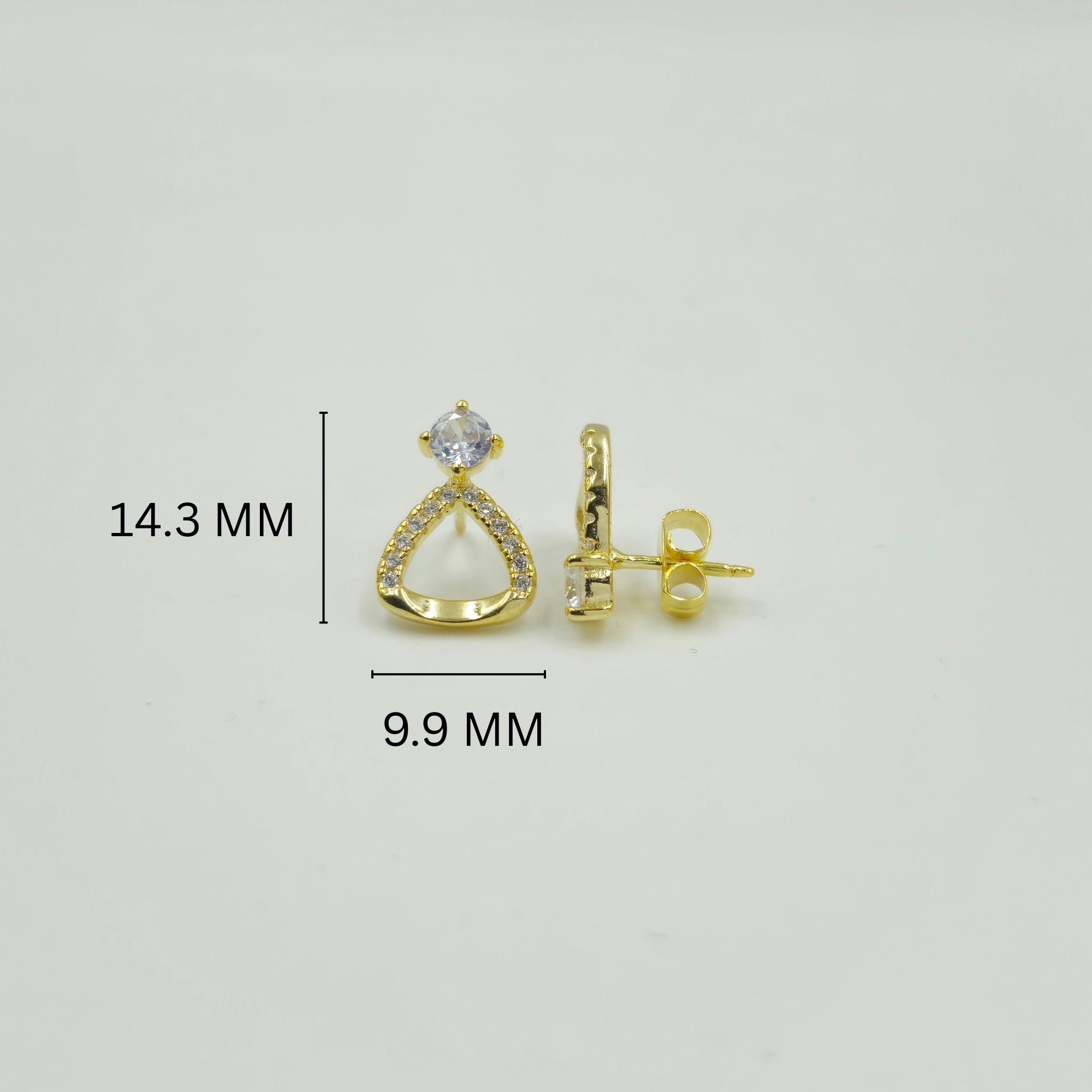 Gold Plated 925 Sterling Silver Teardrop Stud Earrings With Cubic Zirconia
