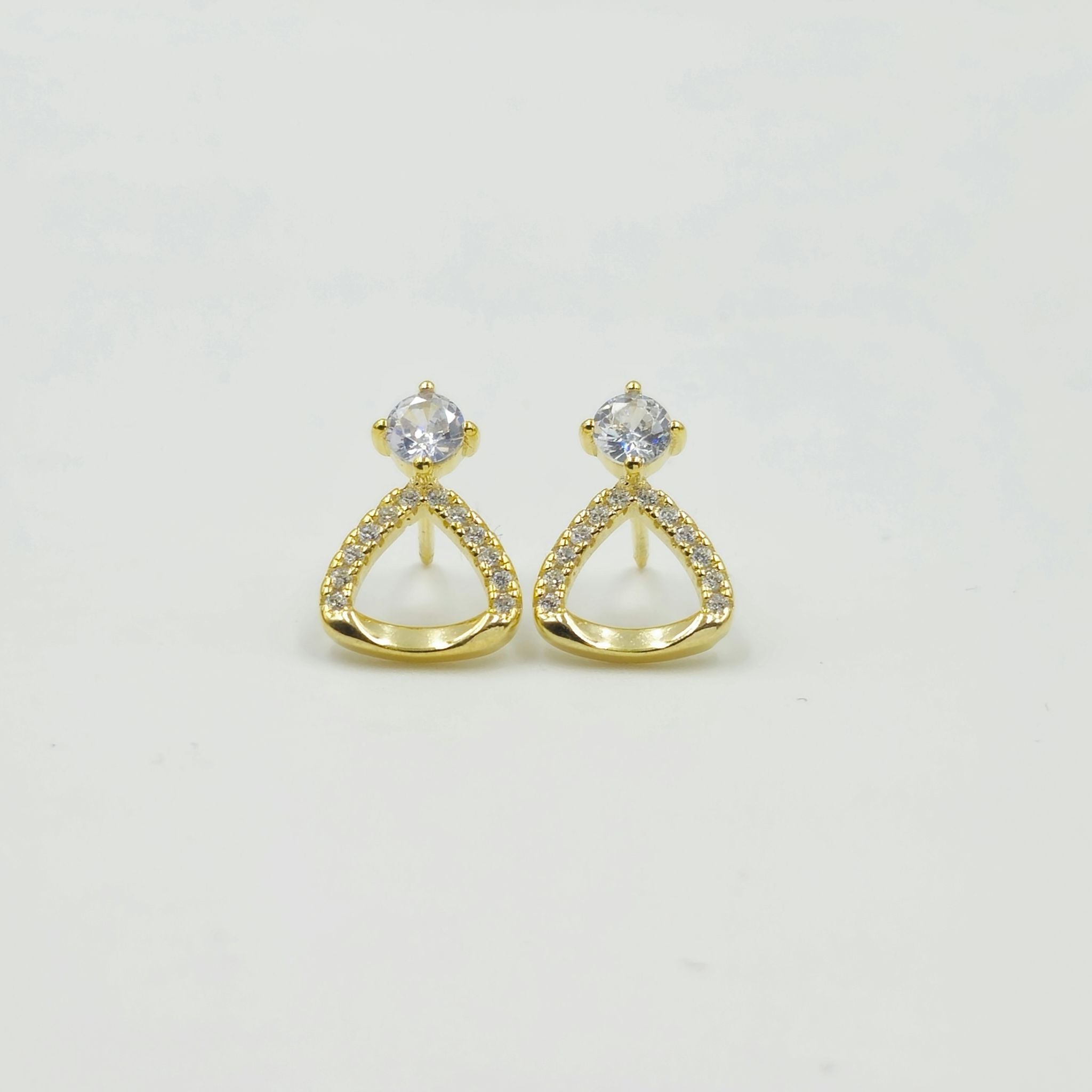 Gold Plated 925 Sterling Silver Teardrop Stud Earrings With Cubic Zirconia