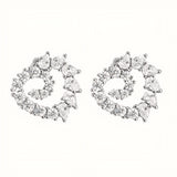 925 Sterling Silver Spiral Heart Stud Earrings With Multi-Cut Cubic Zirconia