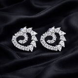 925 Sterling Silver Spiral Heart Stud Earrings With Multi-Cut Cubic Zirconia