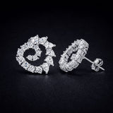 925 Sterling Silver Spiral Heart Stud Earrings With Multi-Cut Cubic Zirconia
