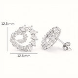925 Sterling Silver Spiral Heart Stud Earrings With Multi-Cut Cubic Zirconia
