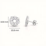 925 Sterling Silver Sunburst Stud Earrings With Baguette & Round Cubic Zirconia