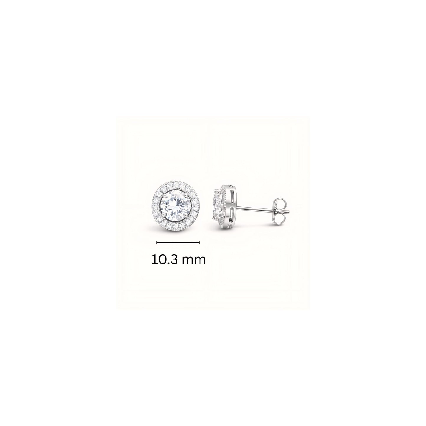 925 Sterling Silver Round Cut Halo Stud Earrings With Cubic Zirconia Solitaire