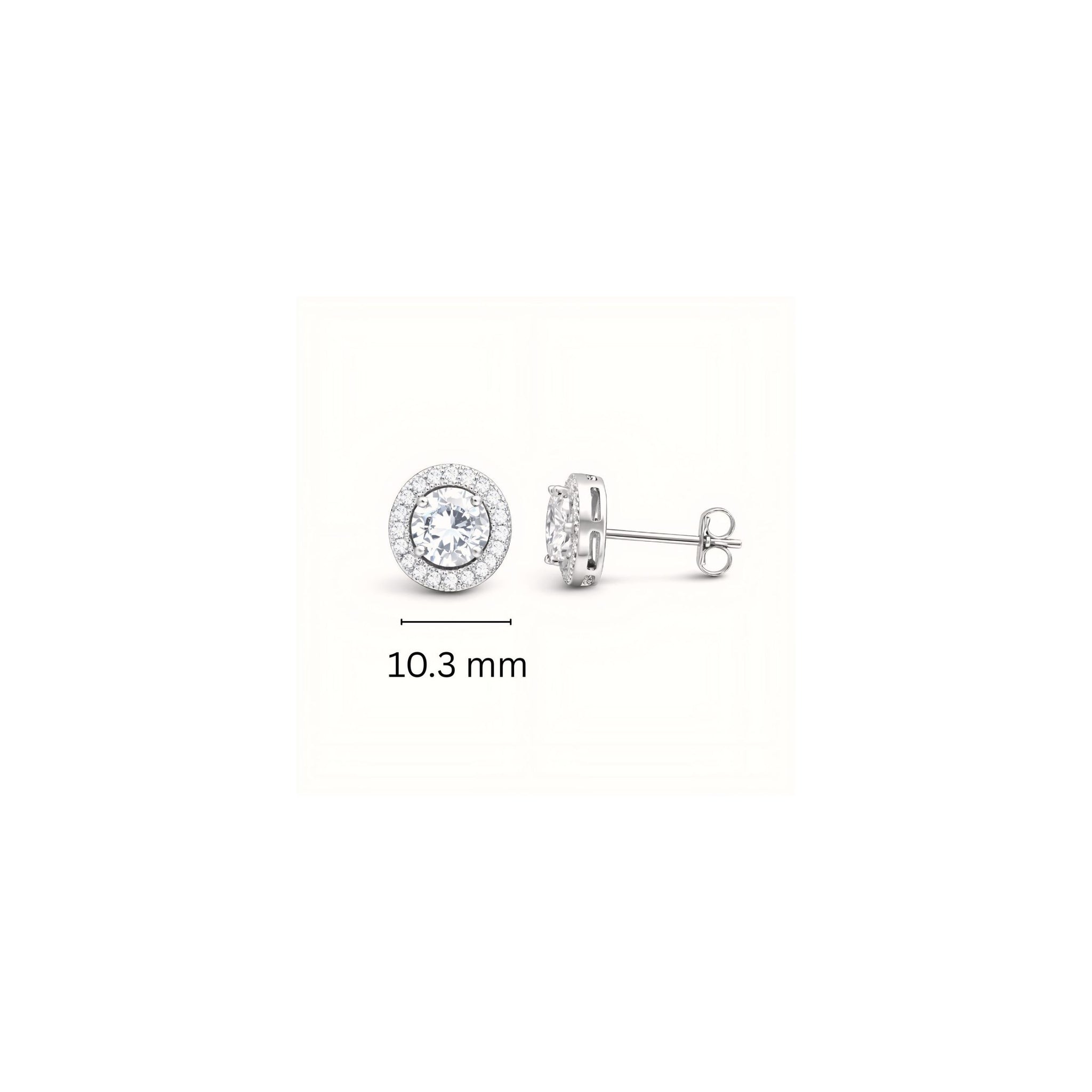 925 Sterling Silver Round Cut Halo Stud Earrings With Cubic Zirconia Solitaire