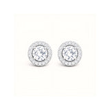 925 Sterling Silver Round Cut Halo Stud Earrings With Cubic Zirconia Solitaire