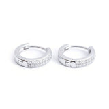 925 Sterling Silver Double Row Hoop Earrings with Cubic Zirconia