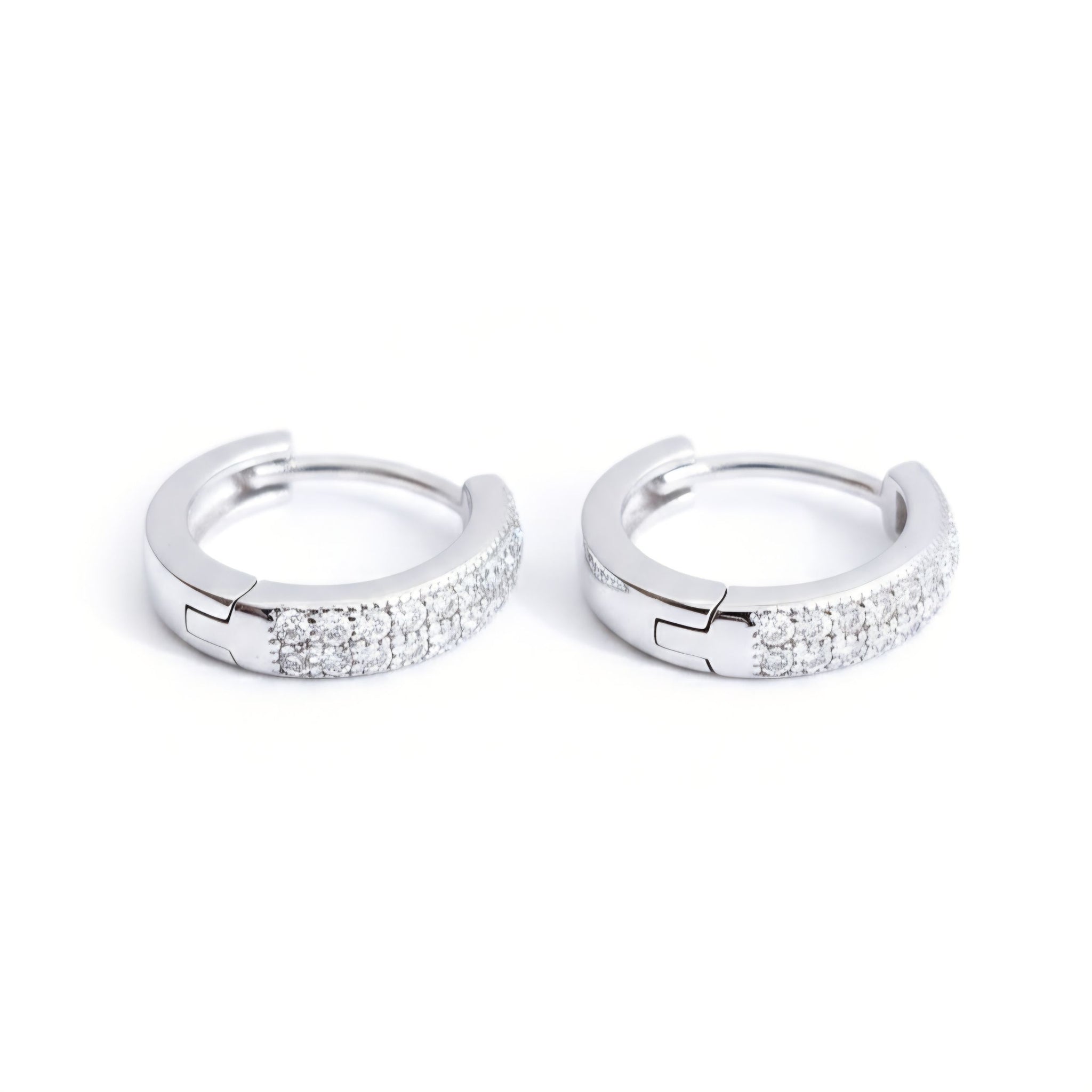 925 Sterling Silver Double Row Hoop Earrings with Cubic Zirconia