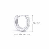 925 Sterling Silver Double Row Hoop Earrings with Cubic Zirconia