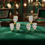 Gold Plated Sterling Silver Pear Cut Cubic Zirconia Stud Earrings