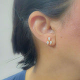 Gold Plated Sterling Silver Pear Cut Cubic Zirconia Stud Earrings
