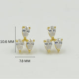 Gold Plated Sterling Silver Pear Cut Cubic Zirconia Stud Earrings
