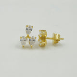 Gold Plated Sterling Silver Pear Cut Cubic Zirconia Stud Earrings