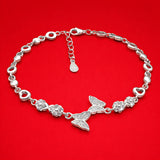 925 Sterling Silver Butterfly Charm Bracelet with Cubic Zirconia