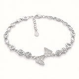925 Sterling Silver Butterfly Charm Bracelet with Cubic Zirconia