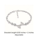 925 Sterling Silver Butterfly Charm Bracelet with Cubic Zirconia
