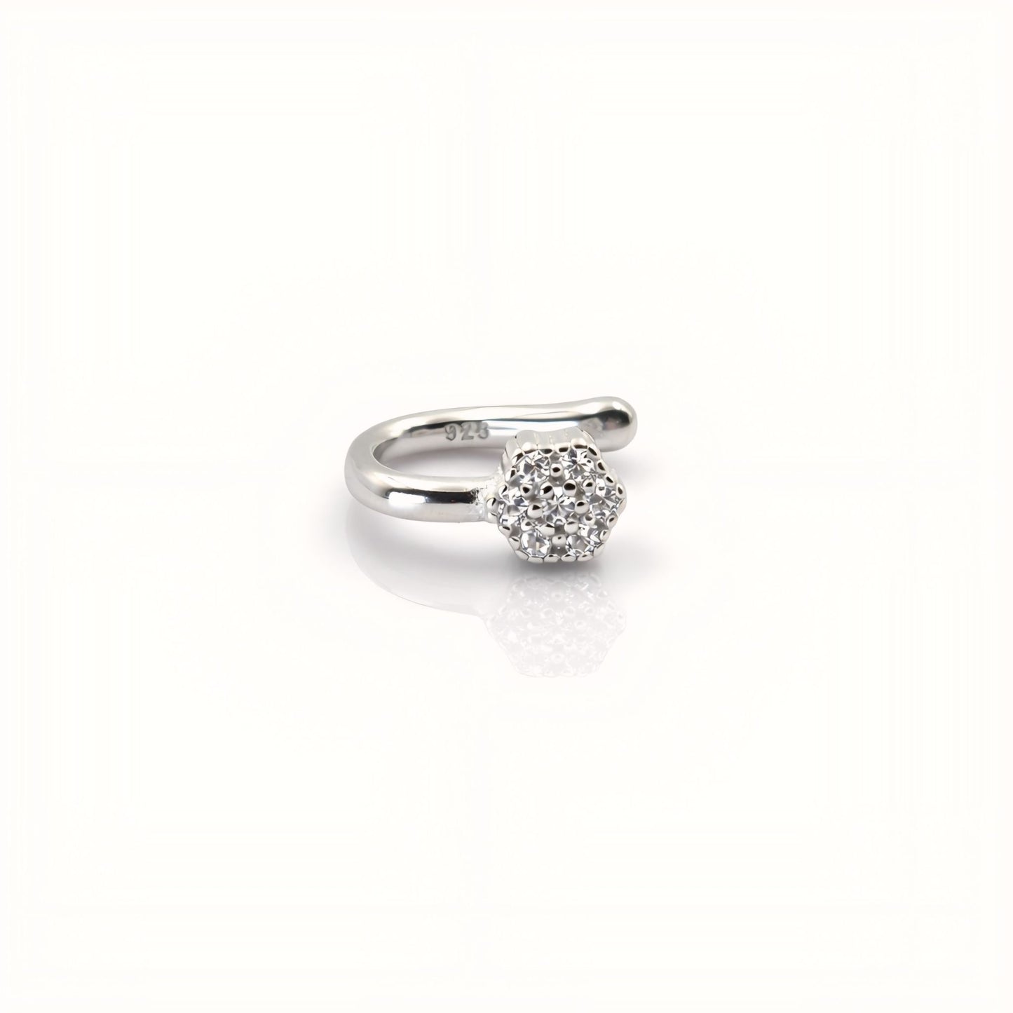925 Sterling Silver Clip-On Floral Design Nose Pin