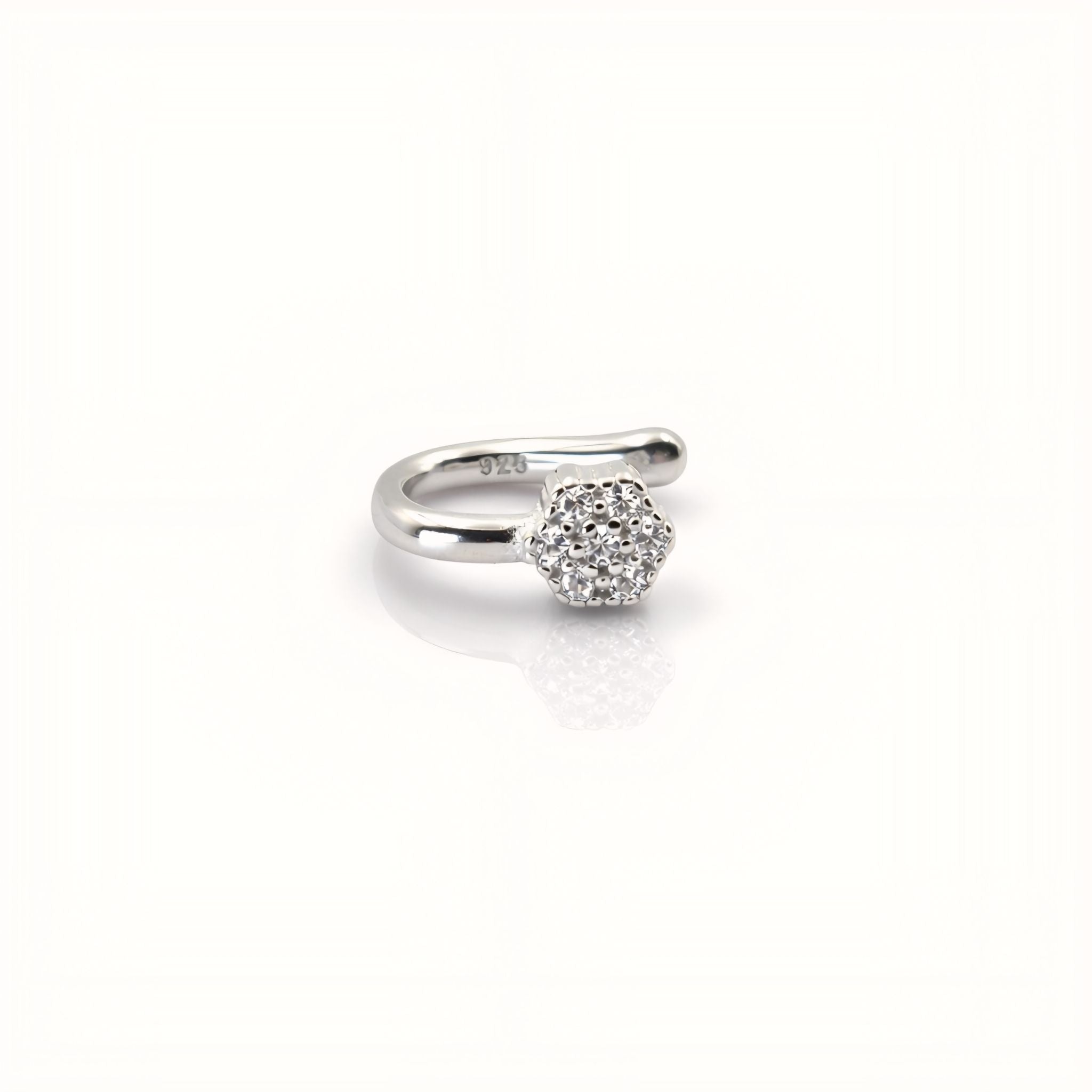 925 Sterling Silver Clip-On Floral Design Nose Pin