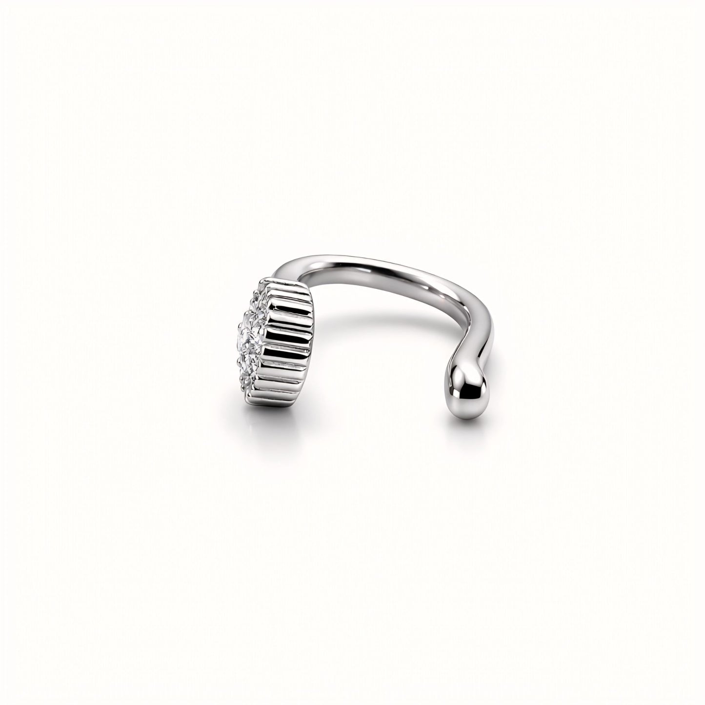 925 Sterling Silver Clip-On Floral Design Nose Pin