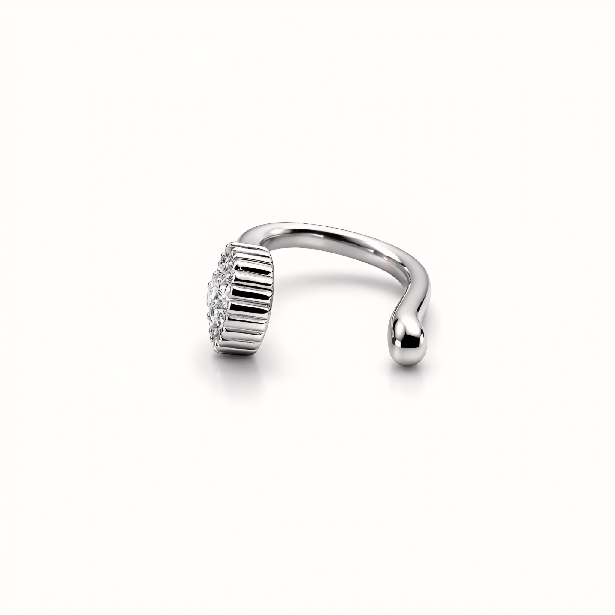 925 Sterling Silver Clip-On Floral Design Nose Pin