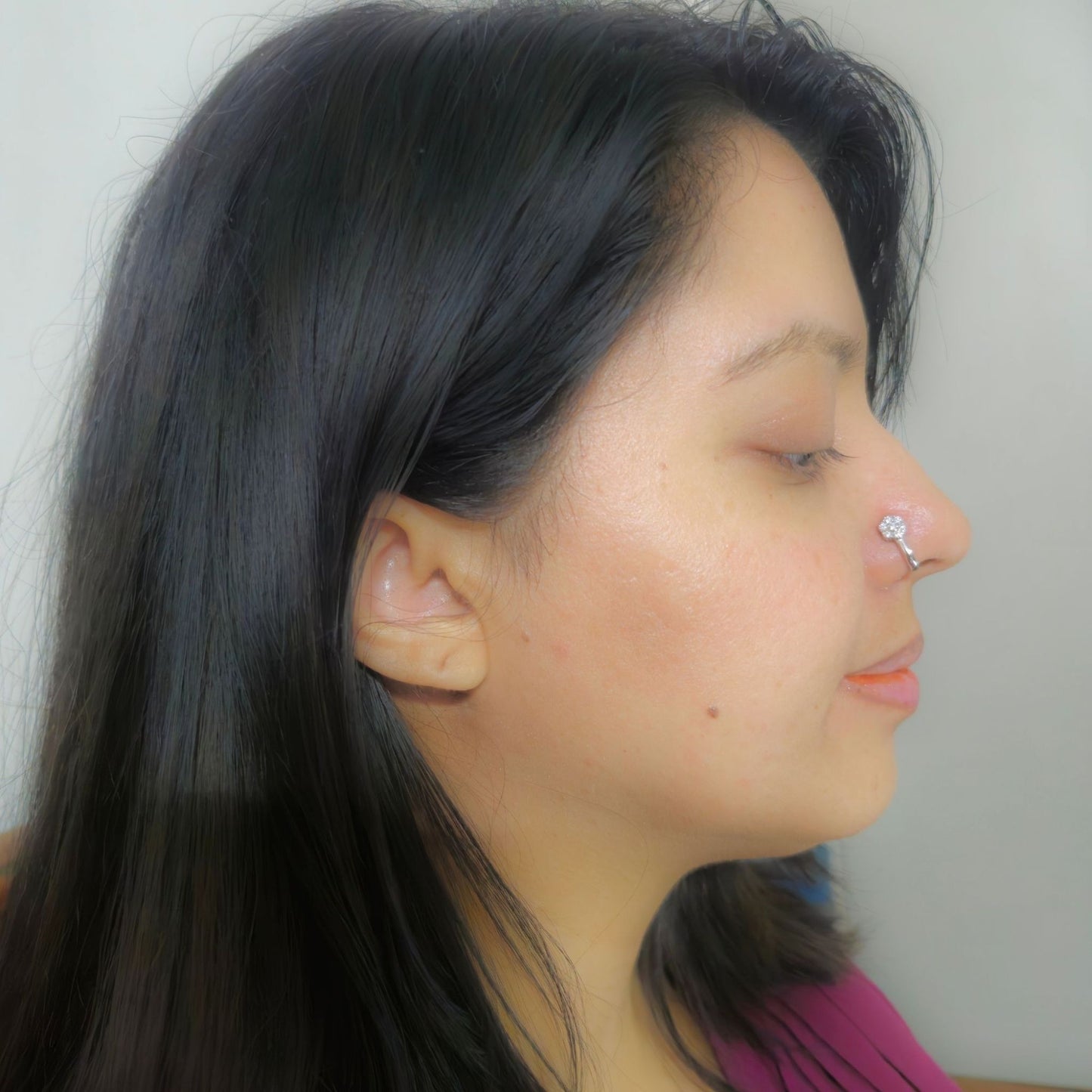 925 Sterling Silver Clip-On Floral Design Nose Pin