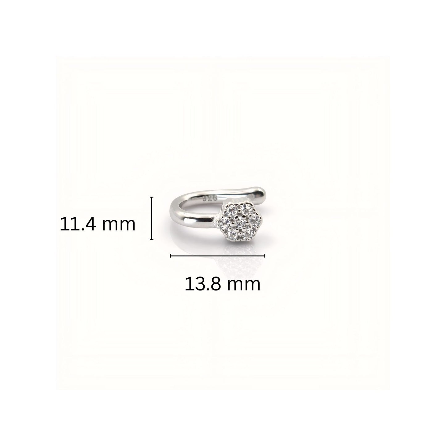 925 Sterling Silver Clip-On Floral Design Nose Pin