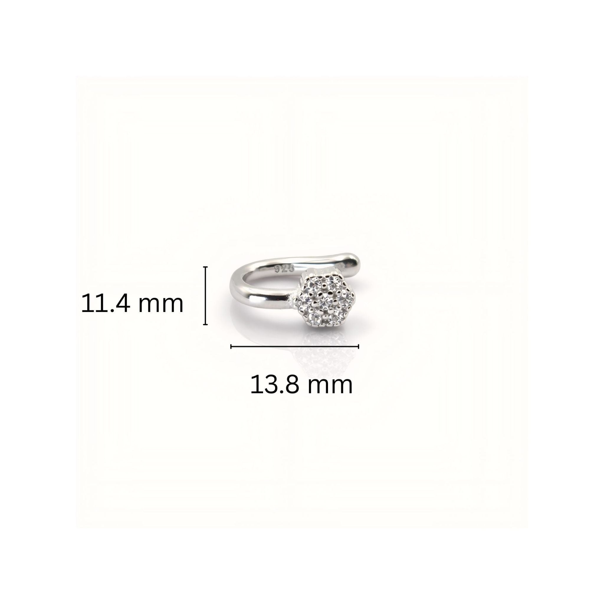 925 Sterling Silver Clip-On Floral Design Nose Pin