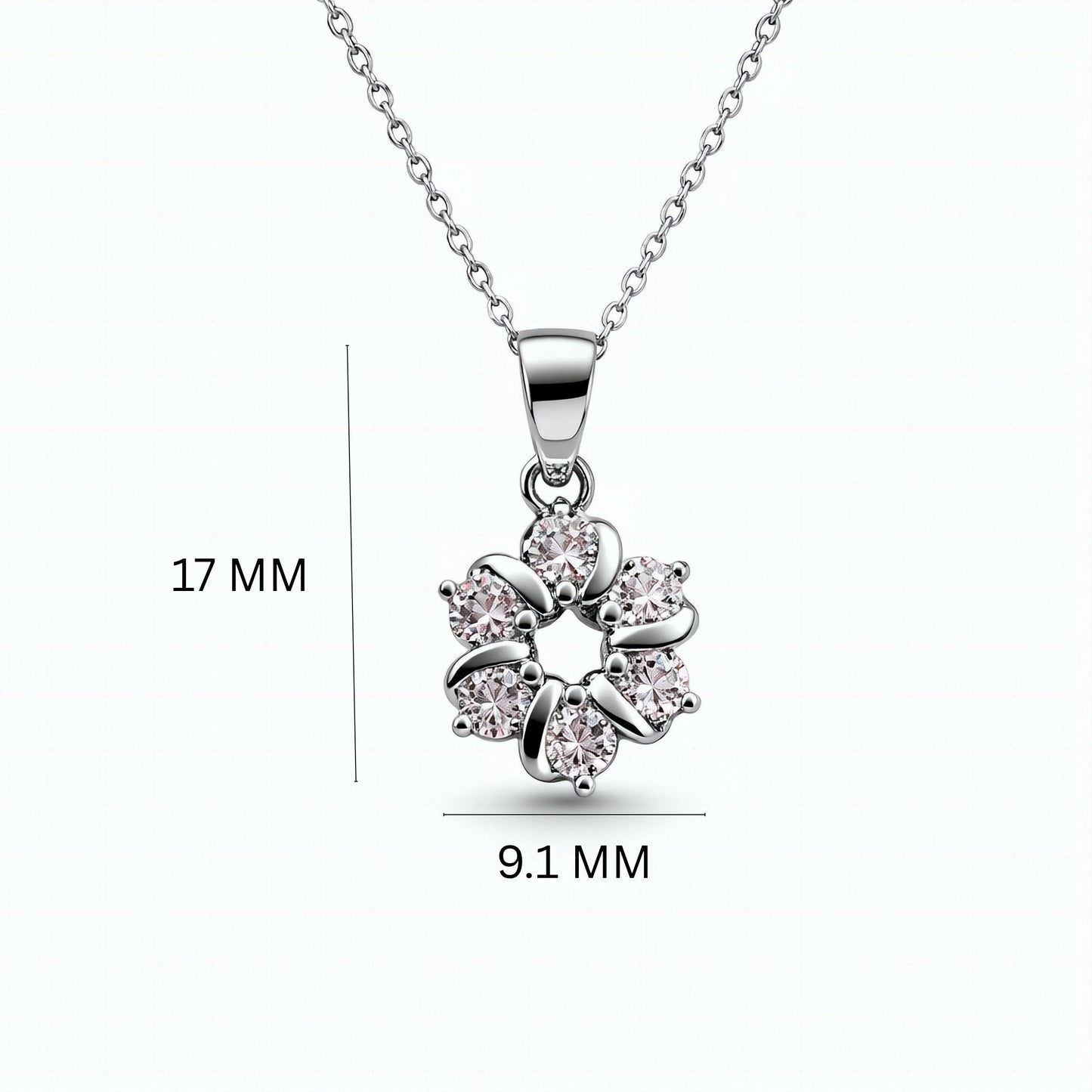 925 Sterling Silver Floral Pendant with Cubic Zirconia