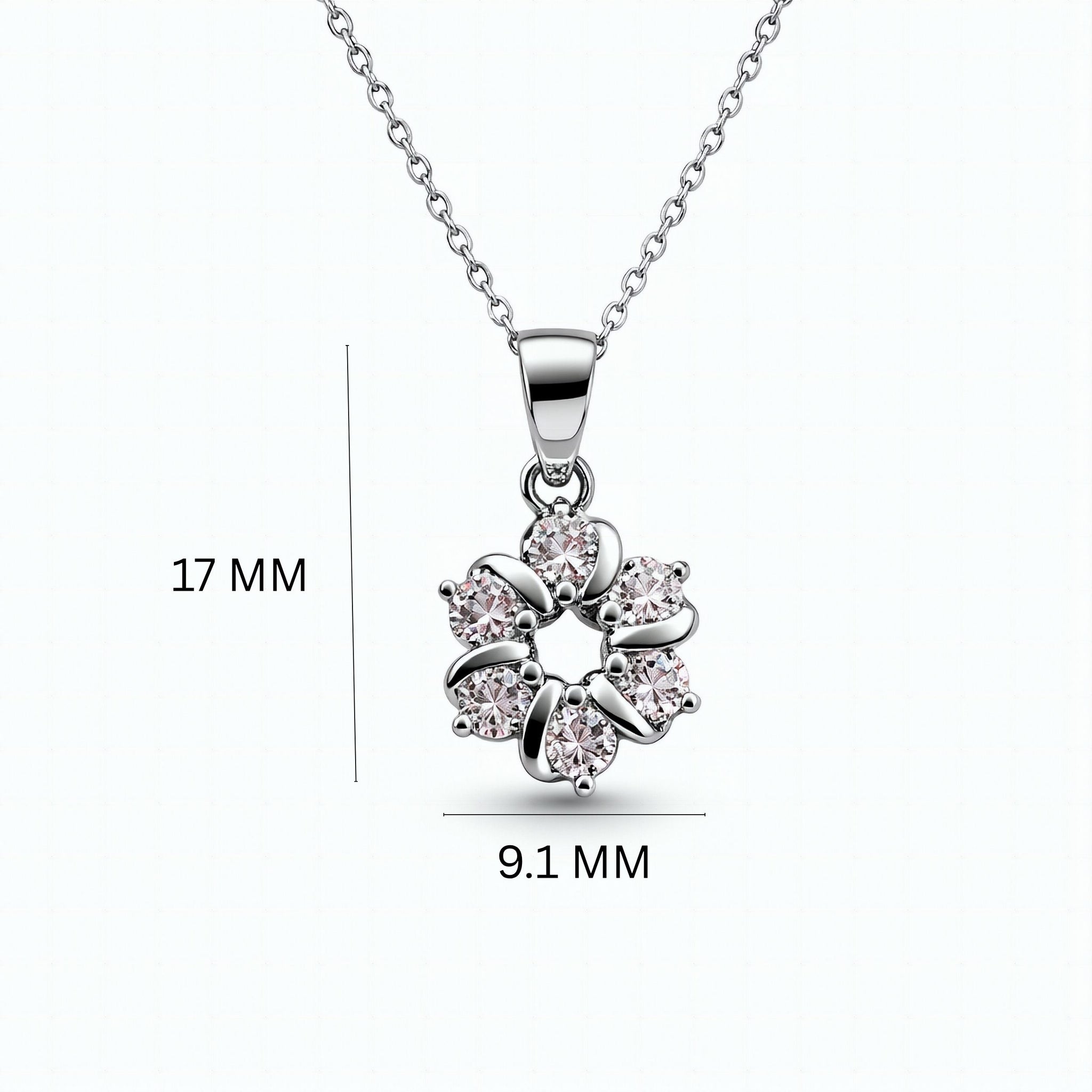 925 Sterling Silver Floral Pendant with Cubic Zirconia