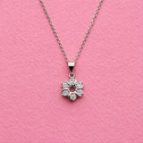 925 Sterling Silver Floral Pendant with Cubic Zirconia