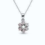 925 Sterling Silver Floral Pendant with Cubic Zirconia