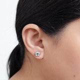 925 Sterling Silver Floral Cluster Stud Earrings With Cubic Zirconia