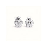 925 Sterling Silver Floral Cluster Stud Earrings With Cubic Zirconia