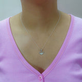 925 Sterling Silver Open Heart Pendant with Pavé Cubic Zirconia