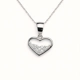925 Sterling Silver Open Heart Pendant with Pavé Cubic Zirconia