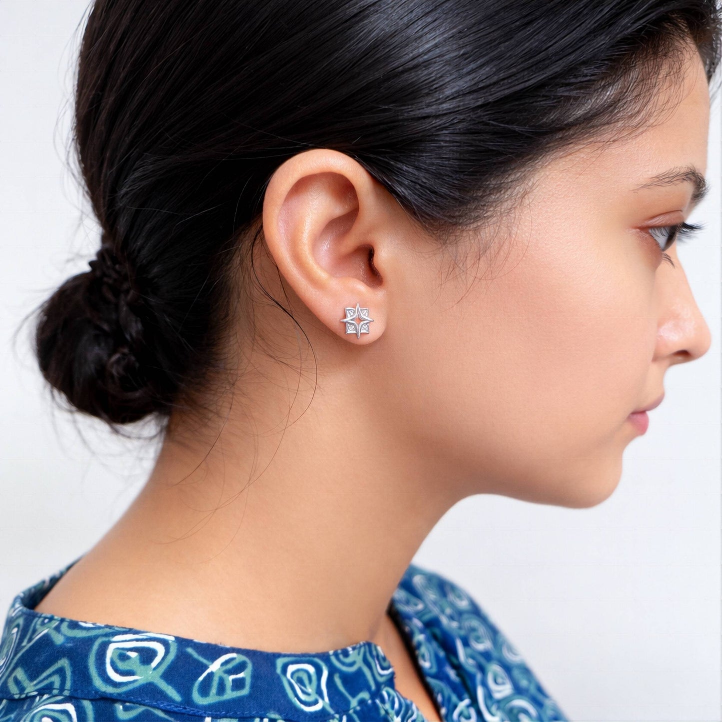925 Sterling Silver Star Stud Earrings With Cubic Zirconia