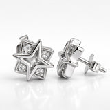 925 Sterling Silver Star Stud Earrings With Cubic Zirconia