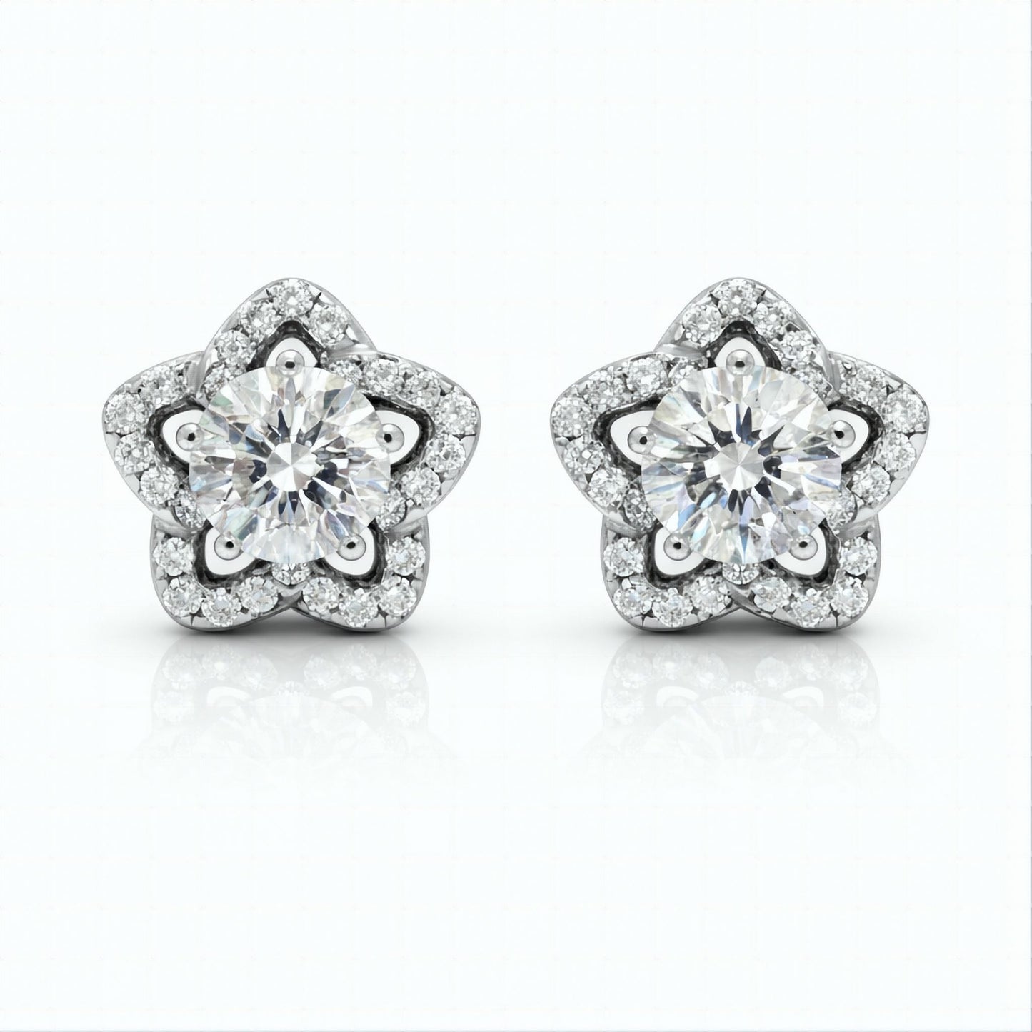 925 Sterling Silver Star Stud Earrings With Cubic Zirconia