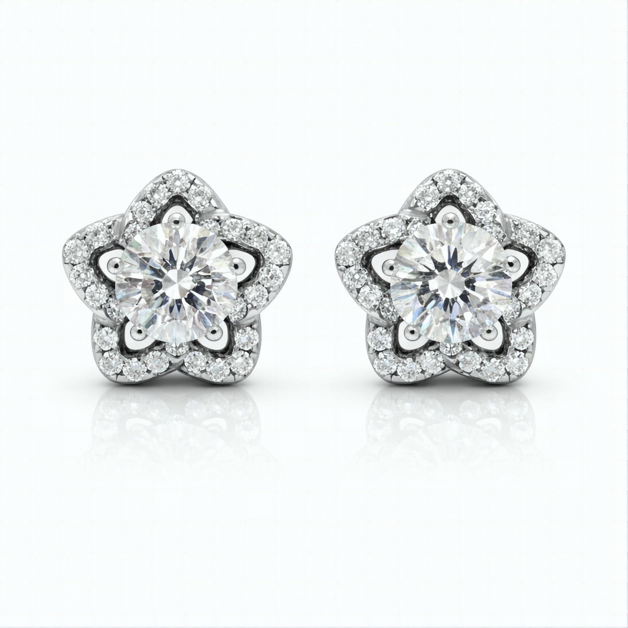 925 Sterling Silver Star Stud Earrings With Cubic Zirconia