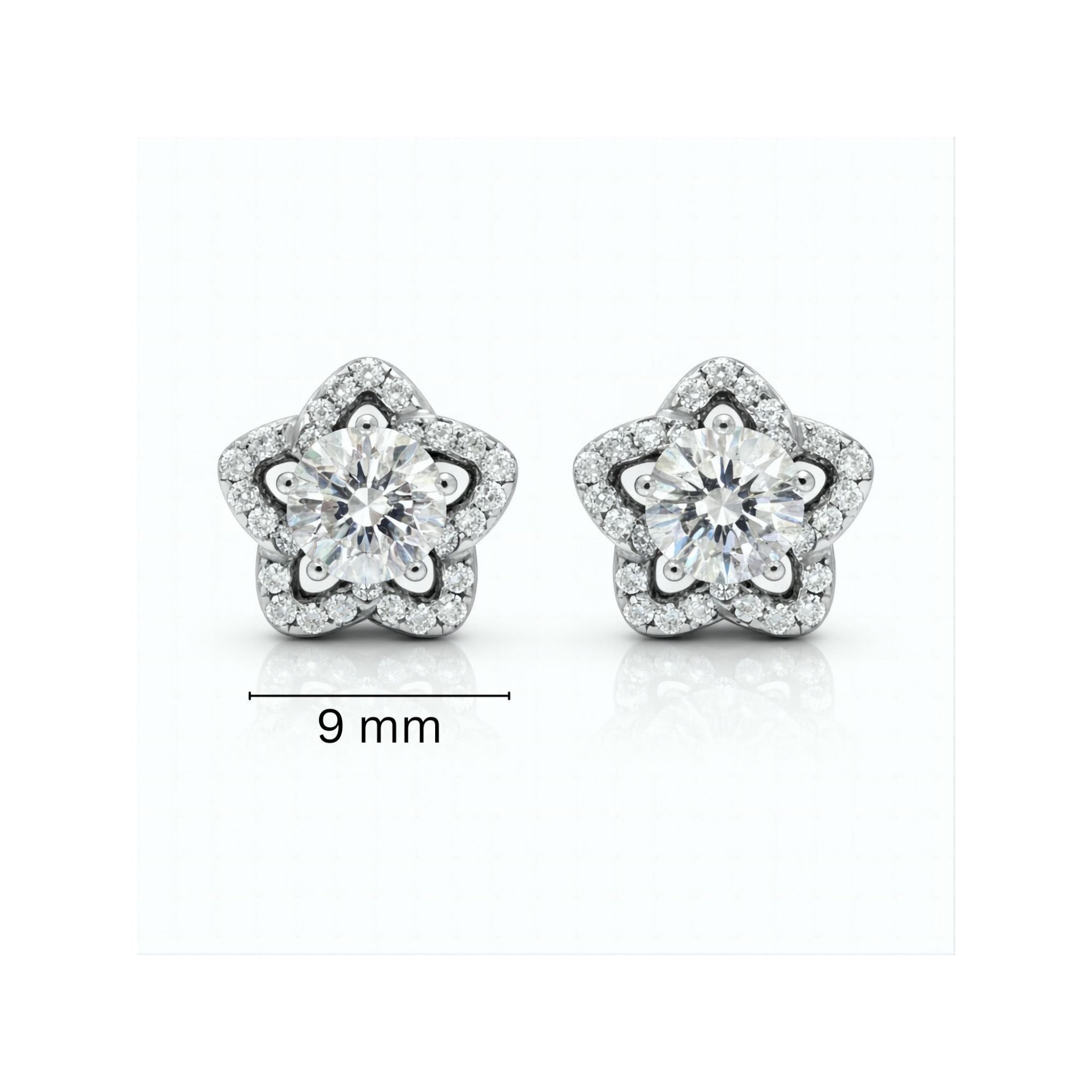 925 Sterling Silver Star Stud Earrings With Cubic Zirconia
