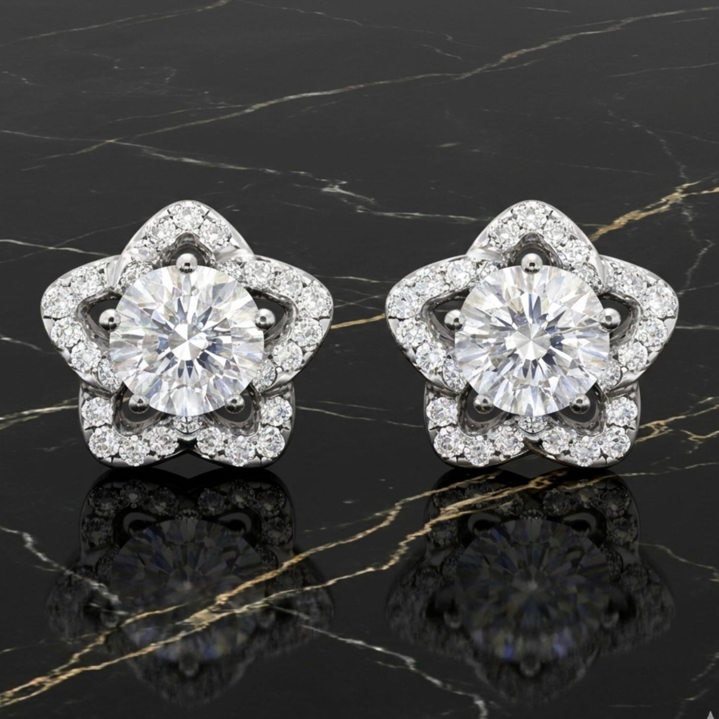 925 Sterling Silver Star Stud Earrings With Cubic Zirconia