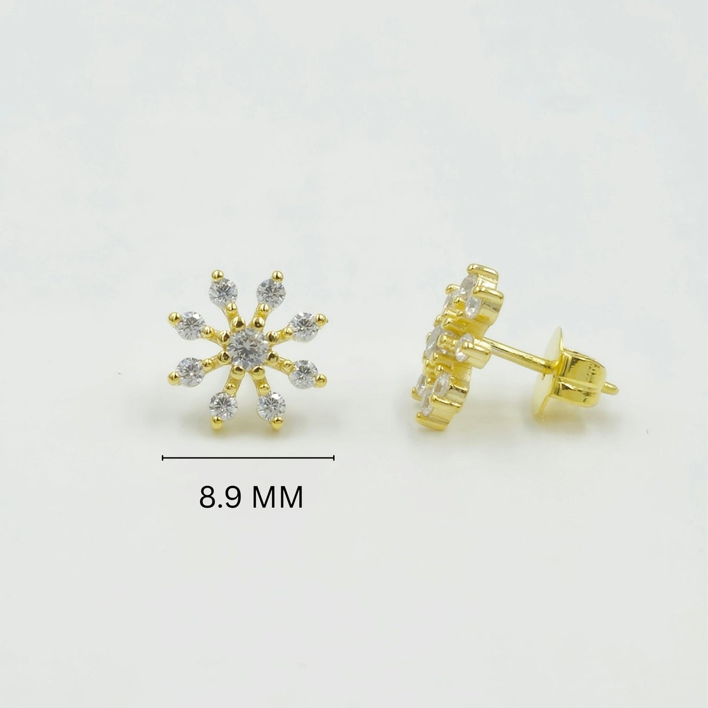 925 Sterling Silver Starburst Stud Earrings With Cubic Zirconia