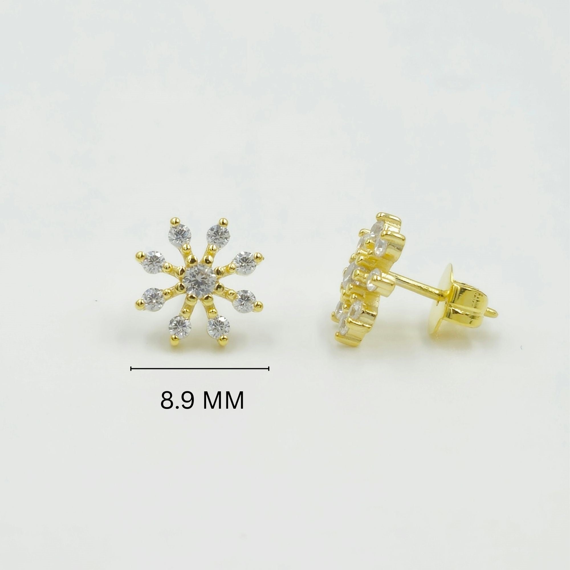 925 Sterling Silver Starburst Stud Earrings With Cubic Zirconia